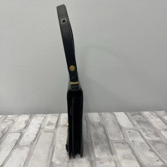 Christian Dior Vintage Black Leather Shoulder Bag w/ Adjustable Strap - Preowned - Picture 7 of 14